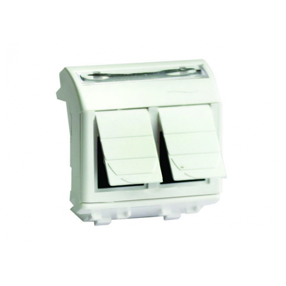 76653B DKC / ДКС 76653B Компьютерная розетка RJ-45 кат.6А, неэкранированная (2 разъема 8P8C, Hyperline), белый RAL 9010, 2М,"BRAVA"