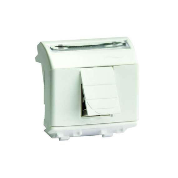 75679S DKC / ДКС 75679S Компьютерная розетка RJ-45 кат.6А, неэкранированная (8P8C, Hyperline, Dual IDC), слоновая кость RAL 9001, 2М,"BRAVA"