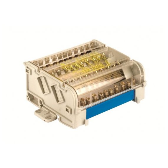 BD125154 DKC / ДКС BD125154 Блок распределительный на DIN рейку, 4 полюса, 125А, 15 отверстий (10отв. ф6, 2отв. ф6,9, 2отв. ф8, 1отв. ф9)