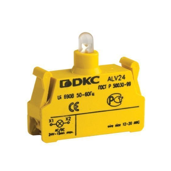 ALV24 DKC / ДКС ALV24 Контактный блок с клеммным безвинтовым зажимом со светодиодом на 24В