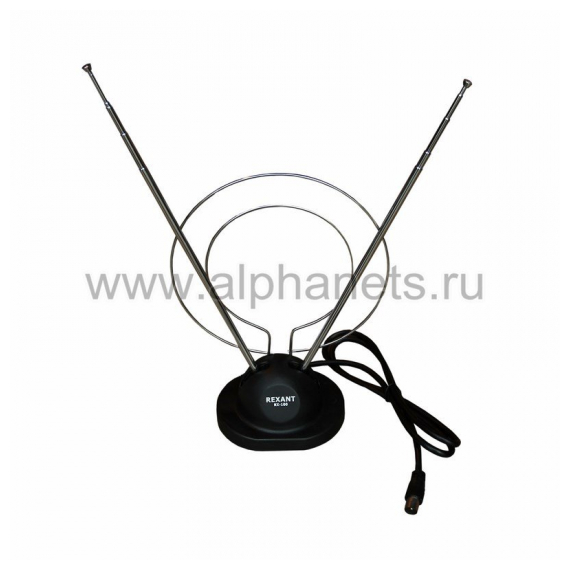34-0100 RX-100 антенна комнатная телескопическая на подставке с кольцом VHF, UHF, 47-860 MHz REXANT