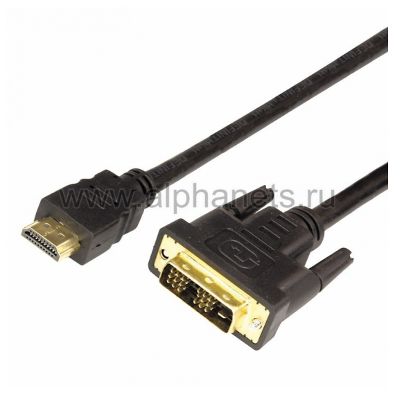 17-6305 Шнур HDMI - DVI-D gold, 3М с фильтрами REXANT (Цена за шт., в уп. 10 шт.)