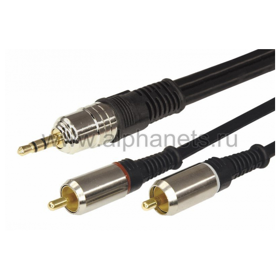 17-4225 Шнур Стерео 3,5 мм - 2 RCA, длина 5 метров (GOLD-металл) REXANT (Цена за шт., в уп. 10 шт.)