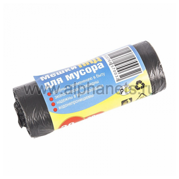 61-0302 Пакет мусорный ПНД 60*74, 60Л 20шт