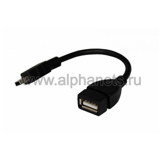 18-1181 USB кабель OTG mini USB на USB   шнур 0.15M черный REXANT (Цена за шт.,в уп.10 шт.)