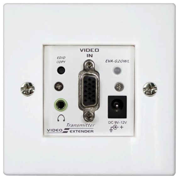 EVA-MG20WW Удлинитель REXTRON VGA настенный CAT5/5e/6 UTP, до 165м, FullHD, WUXGA, Plug&amp;play, EDID,Вход HDB15,Audio jack