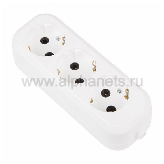 11-8712 Колодка 3 гнезда с заземлением эконом