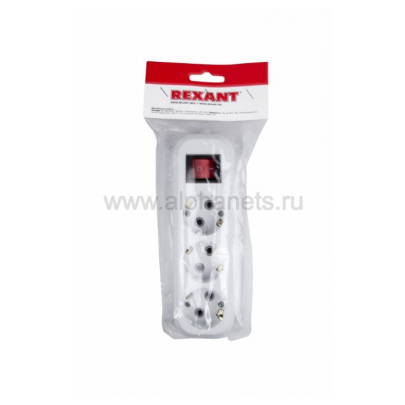 11-8706 Колодка 3 гнезда с кнопкой c заземлением  Rexant
