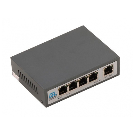 GL-SW-F002-04P Коммутатор GIGALINK, неупр., 4 PoE (802.3af/at) портов 100Мб/с, 1 Uplink порт 100Мб/с, до 150 м, 60Вт