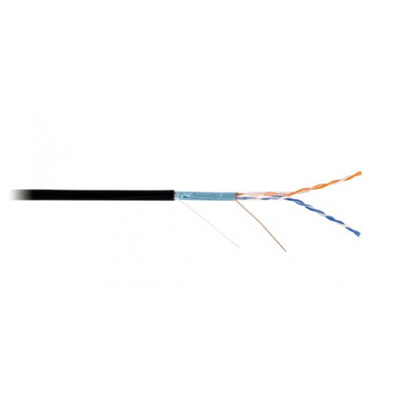 EC-UF002-5-PE-BK Кабель NETLAN F/UTP 2 пары, Кат.5 (Класс D), 100МГц, одножильный, BC (чистая медь), внешний, PE до -40C, черный, 305м