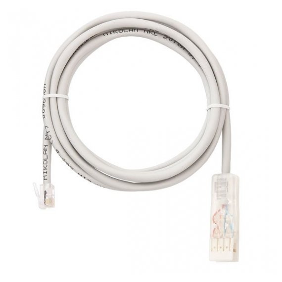 NMC-PC2UC02T-015-GY Коммутационный шнур NIKOMAX U/UTP 2 пары, Кат.3 (Класс C), 16МГц, 110-RJ12/6P6C, USOC, многожильный, BC (чистая медь), 24AWG (7х0,192мм), PVC нг(А), серый, 1,5м