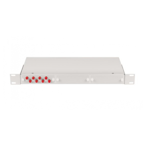 NMF-RP08FCUS2-WS-1U-GY Оптический кросс NIKOMAX 19", 1U, укомплектованный на 8 портов FC/UPC, SM 9/125 OS2, стальной, серый, в комплекте: адаптеры, монтажные шнуры 1м, сплайс-кассета с крышкой и КДЗС