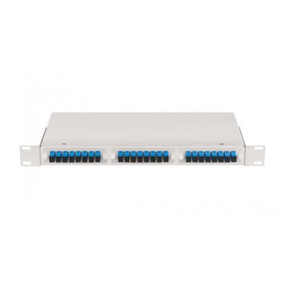 NMF-RP24SCUS2-WS-1U-GY Оптический кросс NIKOMAX 19", 1U, укомплектованный на 24 порта SC/UPC, SM 9/125 OS2, стальной, серый, в комплекте: адаптеры, монтажные шнуры 1м, сплайс-кассета с крышкой и КДЗС