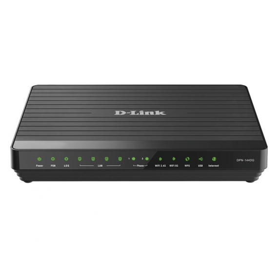 DPN-144DG Двухдиапазонный беспроводной абонентский голосовой шлюз GPON ONT с 1 GPON-портом, 4 портами 10/100/1000Base-T, 2 FXS-портами, 1 USB-портом и поддержкой AC1200