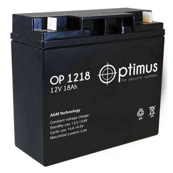 OP1218 Аккумуляторная батарея Optimus OP 1218 (12V / 18Ah)
