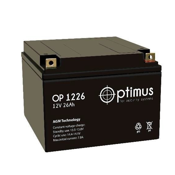 OP1226 Аккумуляторная батарея Optimus OP 1226 (12V / 26Ah)