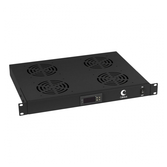 Cabeus JG03t-BK Модуль вентиляторный 19", глубина 320 mm, 4 вентилятора, с цифровым термодатчиком, цвет черный (RAL 9004)