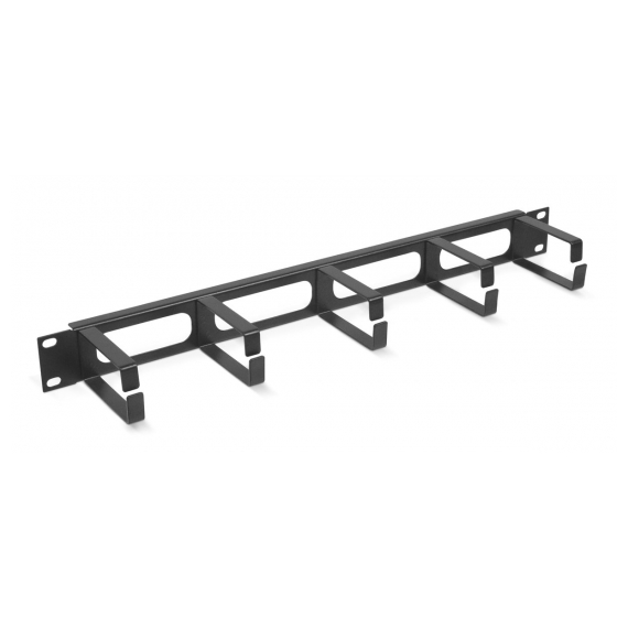 Cabeus JB08-1U-BK Кабельный органайзер горизонтальный 19" 1U, 5 колец, металлический, цвет черный (RAL9004)