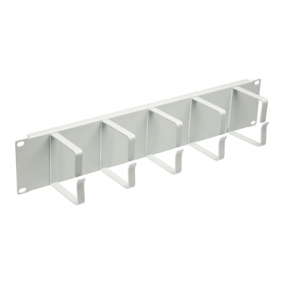 Cabeus JB08-2U-GY Кабельный органайзер горизонтальный 19" 2U, 5 колец, металлический, цвет серый (RAL7035)