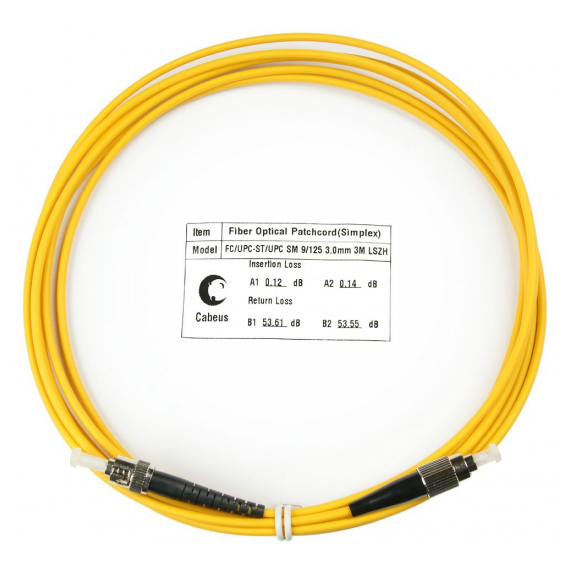 Cabeus FOP(s)-9-FC-ST-3m Шнур оптический simplex FC-ST 9/125 sm 3м LSZH