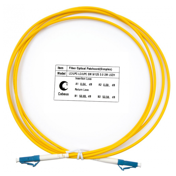 Cabeus FOP(s)-9-LC-LC-2m Шнур оптический simplex LC-LC 9/125 sm 2м LSZH