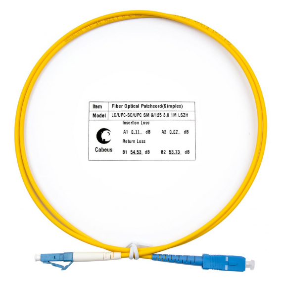 Cabeus FOP(s)-9-LC-SC-1m Шнур оптический simplex LC-SC 9/125 sm 1м LSZH