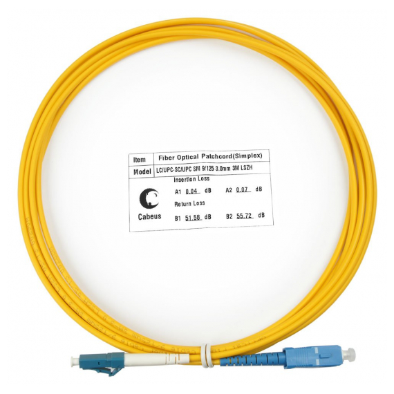 Cabeus FOP(s)-9-LC-SC-3m Шнур оптический simplex LC-SC 9/125 sm 3м LSZH