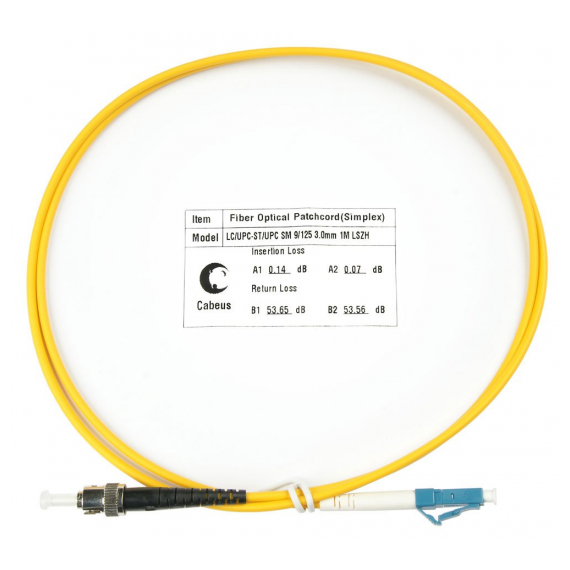 Cabeus FOP(s)-9-LC-ST-1m Шнур оптический simplex LC-ST 9/125 sm 1м LSZH