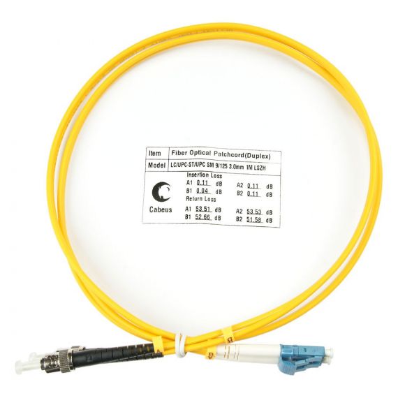 Cabeus FOP(d)-9-LC-ST-1m Шнур оптический duplex LC-ST 9/125 sm 1м LSZH