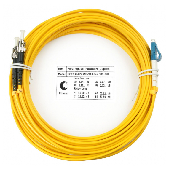 Cabeus FOP(d)-9-LC-ST-15m Шнур оптический duplex LC-ST 9/125 sm 15м LSZH
