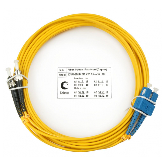 Cabeus FOP(d)-9-SC-ST-15m Шнур оптический duplex SC-ST 9/125 sm 15м LSZH