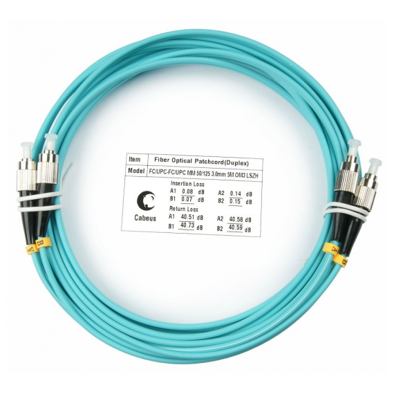 Cabeus FOP-50-FC-FC-5m Шнур оптический duplex FC-FC 50/125 mm OM3 5м LSZH