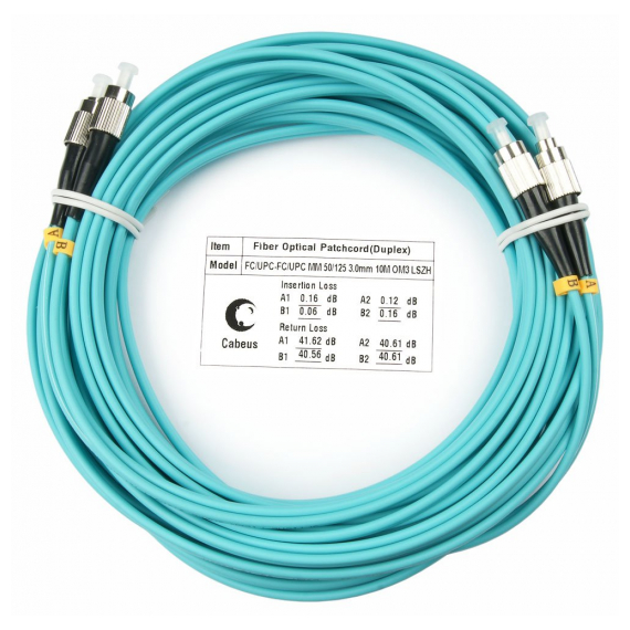 Cabeus FOP-50-FC-FC-10m Шнур оптический duplex FC-FC 50/125 mm OM3 10м LSZH