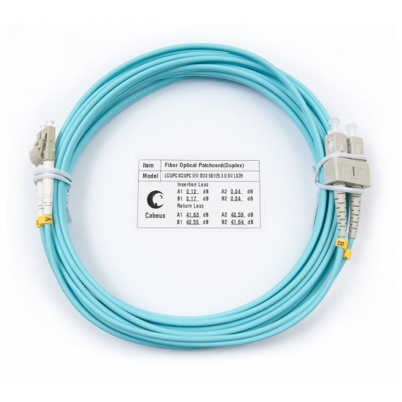 Cabeus FOP-50-LC-SC-7m Шнур оптический duplex LC-SC 50/125 mm OM3 7м LSZH