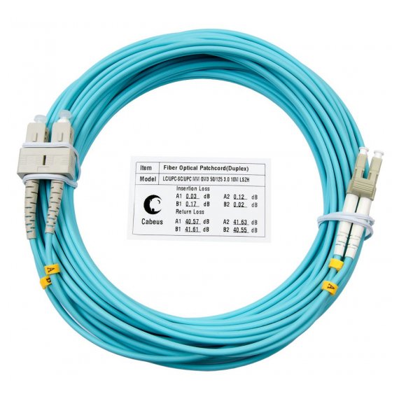 Cabeus FOP-50-LC-SC-25m Шнур оптический duplex LC-SC 50/125 mm OM3 25м LSZH