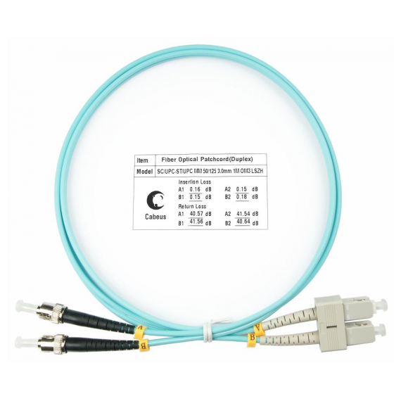 Cabeus FOP-50-SC-ST-1m Шнур оптический duplex SC-ST 50/125 mm OM3 1м LSZH