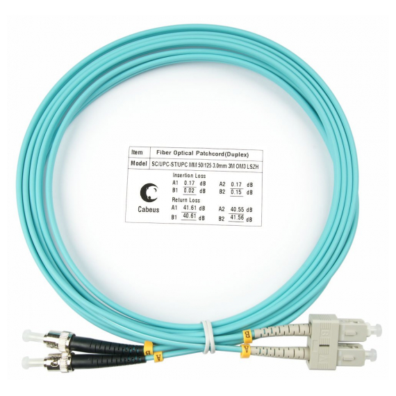 Cabeus FOP-50-SC-ST-3m Шнур оптический duplex SC-ST 50/125 mm OM3 3м LSZH