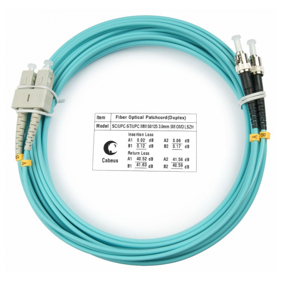 Cabeus FOP-50-SC-ST-10m Шнур оптический duplex SC-ST 50/125 mm OM3 10м LSZH