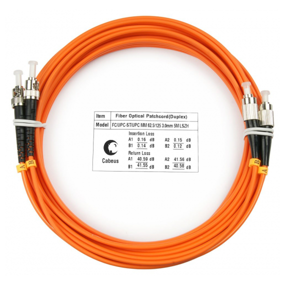 Cabeus FOP-62-FC-ST-1,5m Шнур оптический duplex FC-ST 62,5/125 mm 1,5м LSZH