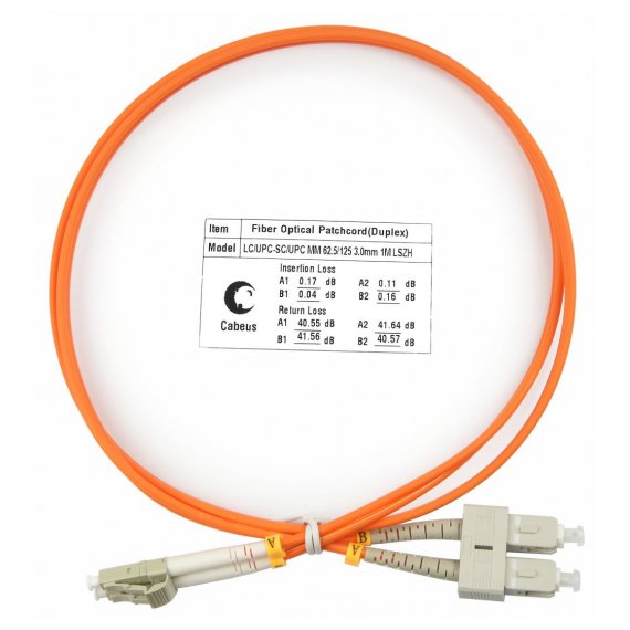 Cabeus FOP-62-LC-SC-1m Шнур оптический duplex LC-SC 62,5/125 mm 1м LSZH