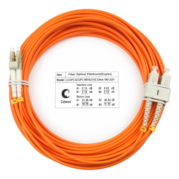 Cabeus FOP-62-LC-SC-20m Шнур оптический duplex LC-SC 62,5/125 mm 20м LSZH