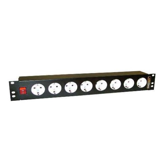 REC-S816-BK Блок силовых розеток горизонтальный 19", 8 позиций16A, 1U, шнур 2 м AESP