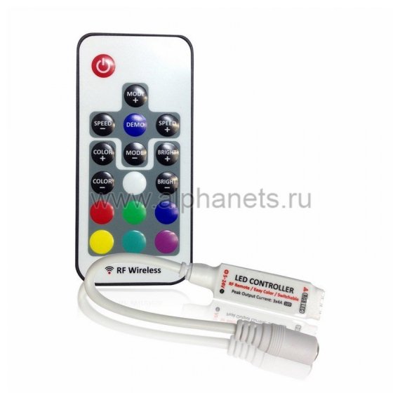 143-106-4 LED мини контроллер Радио (RF), 72W/144W, 17 кнопок, 12V/24V