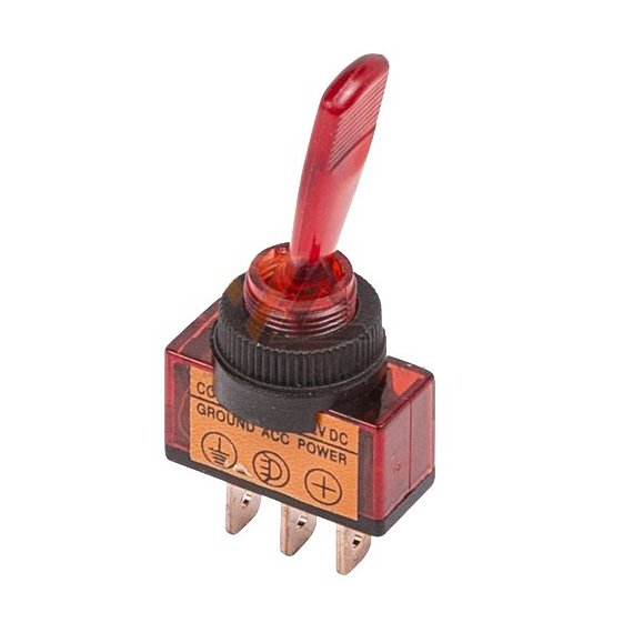 36-4390 Тумблер 24V 20А (3c) ON-OFF однополюсный  с красной подсветкой  REXANT(Цена за шт.,в уп.10шт.)