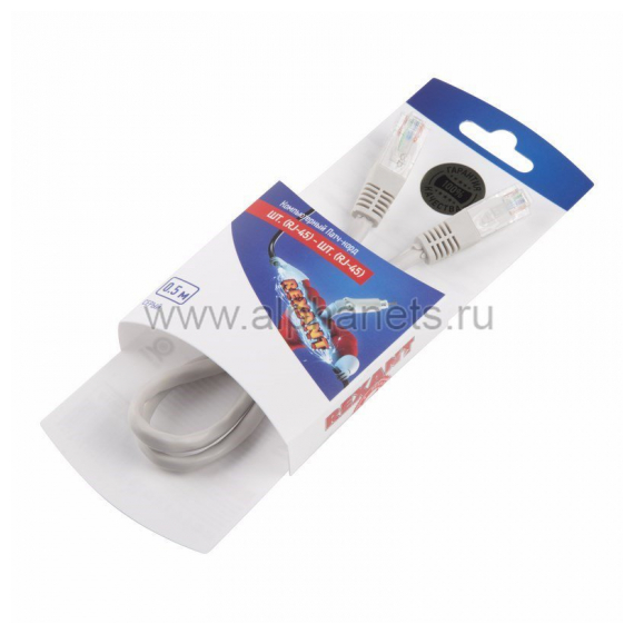 06-3201 Патч-корд  UTP 5e кат. литой  0.5М,  серый  REXANT