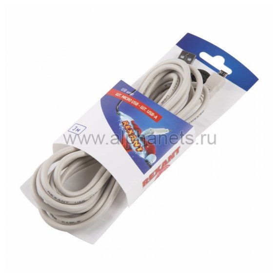 06-3155 Шнур  шт. micro USB - шт. USB-A  3M  REXANT