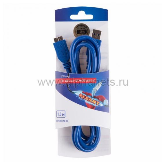 06-3158 Шнур шт. USB A 3.0 - шт. micro USB 3.0   1,5м  REXANT