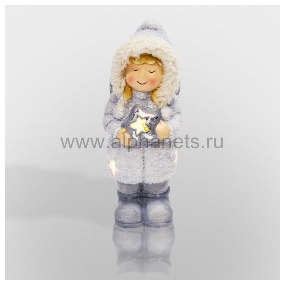 505-006 Керамическая фигурка "Снегурочка со звездой" 7,5*7,5*18 см Neon-Night