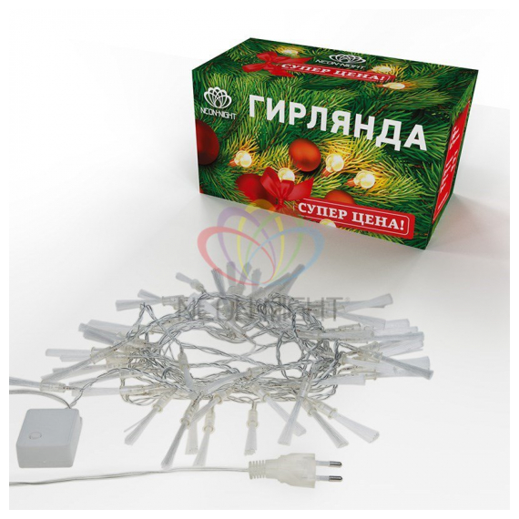 303-035 Гирлянда светодиодная "Кисточки" 48 LED БЕЛЫЕ 5 метров Neon-Night
