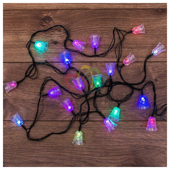 303-062 Гирлянда светодиодная "Колокольчики" 20 LED RGB 2,8 метра с контроллером Neon-Night